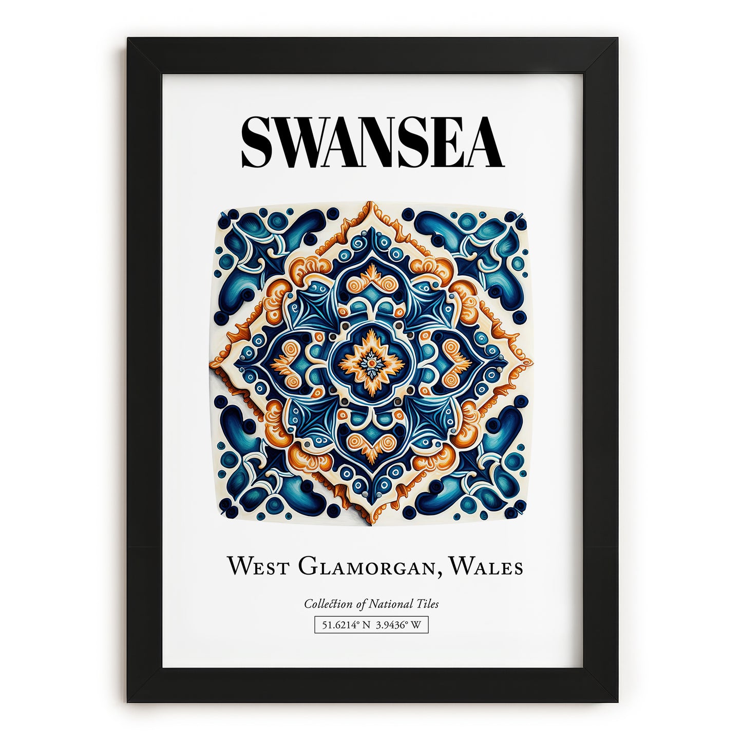 Swansea, Wales – Travel Wall Decor, in sleek black frame