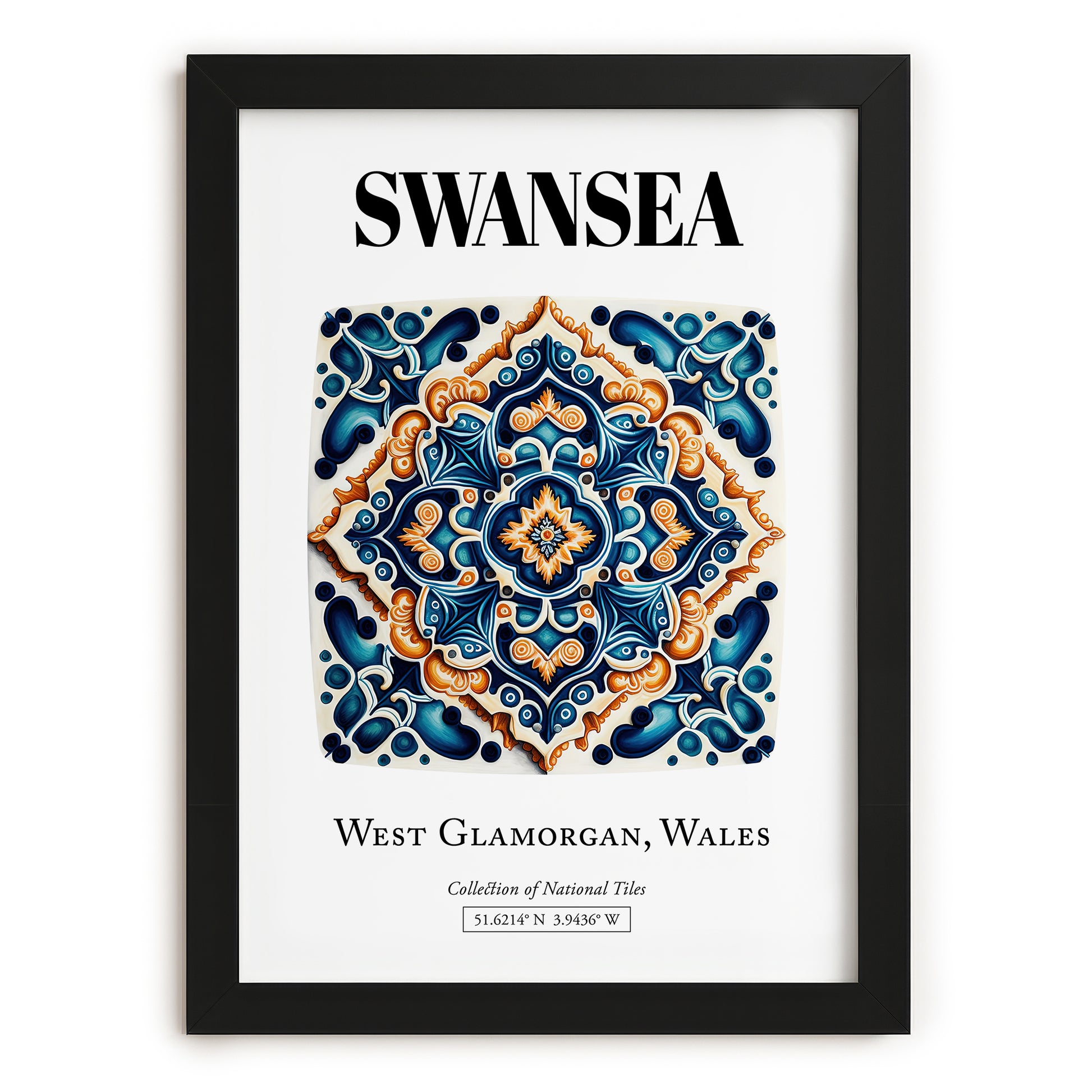 Swansea, Wales – Travel Wall Decor, in sleek black frame