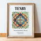 Tenby, Wales – Vintage Travel Poster, in wooden frame leaning on the floor