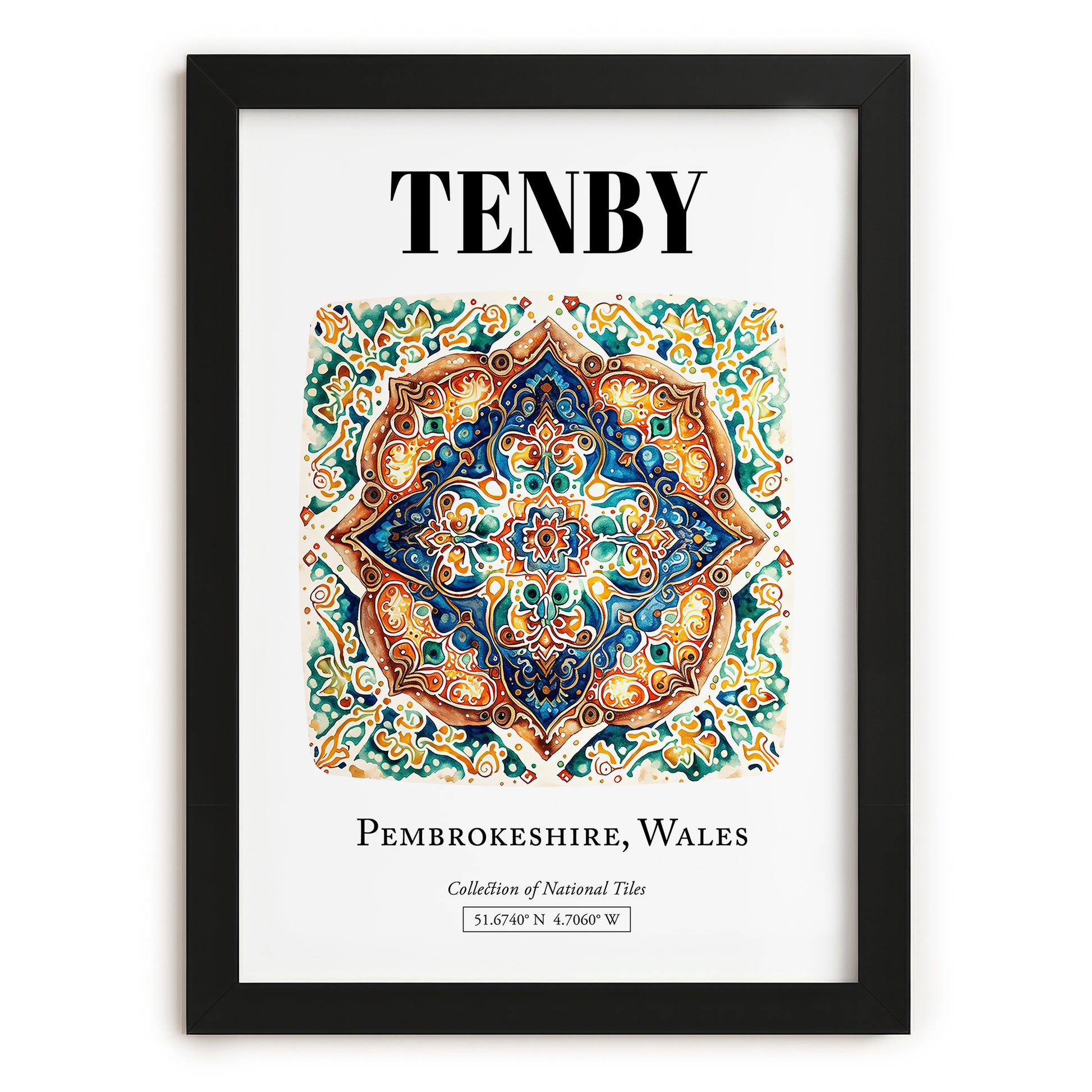 Tenby, Wales – Vintage Travel Poster, in sleek black frame
