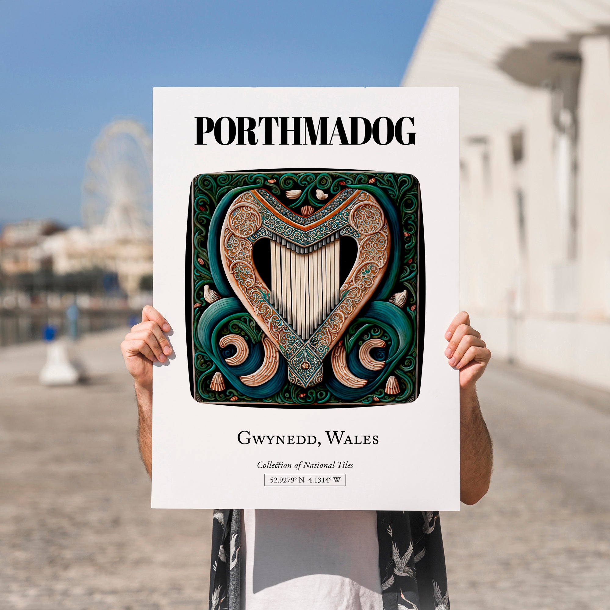 Porthmadog, Wales – Travel Poster, no-text version framed in wood