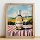 Albariño – Spanish White Wine, Vineyard Terrace Art, no-text version framed in wood