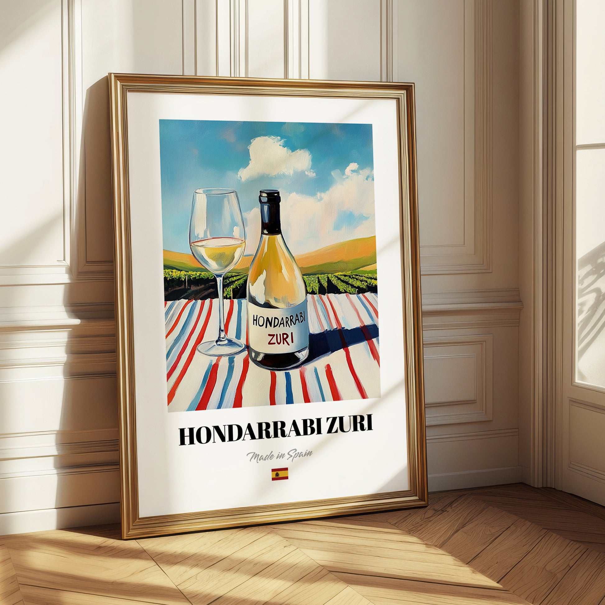 Hondarrabi Zuri – Spanish White Wine, Wine Bar Print