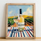 Malvasí – Spanish White Wine, Vinoteca Painting, no-text version framed in wood