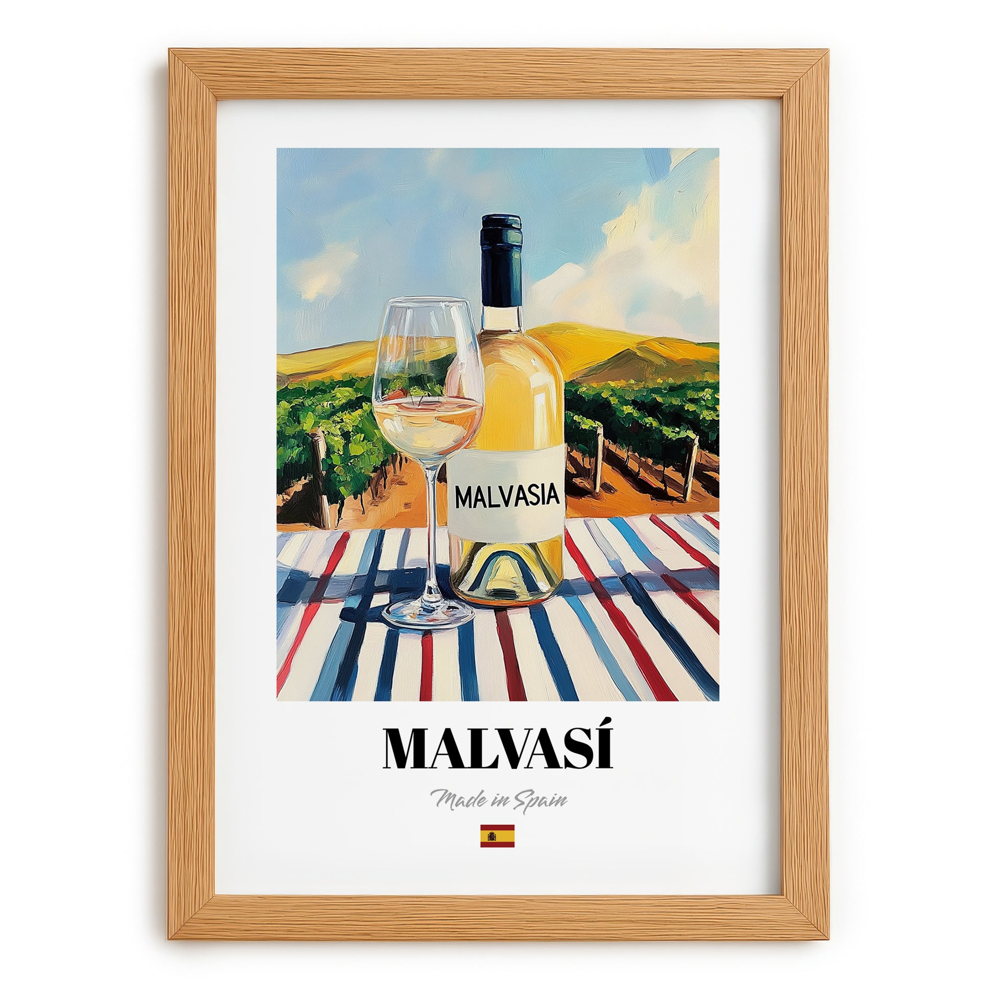 Malvasí – Spanish White Wine, Vinoteca Painting, set in oak frame