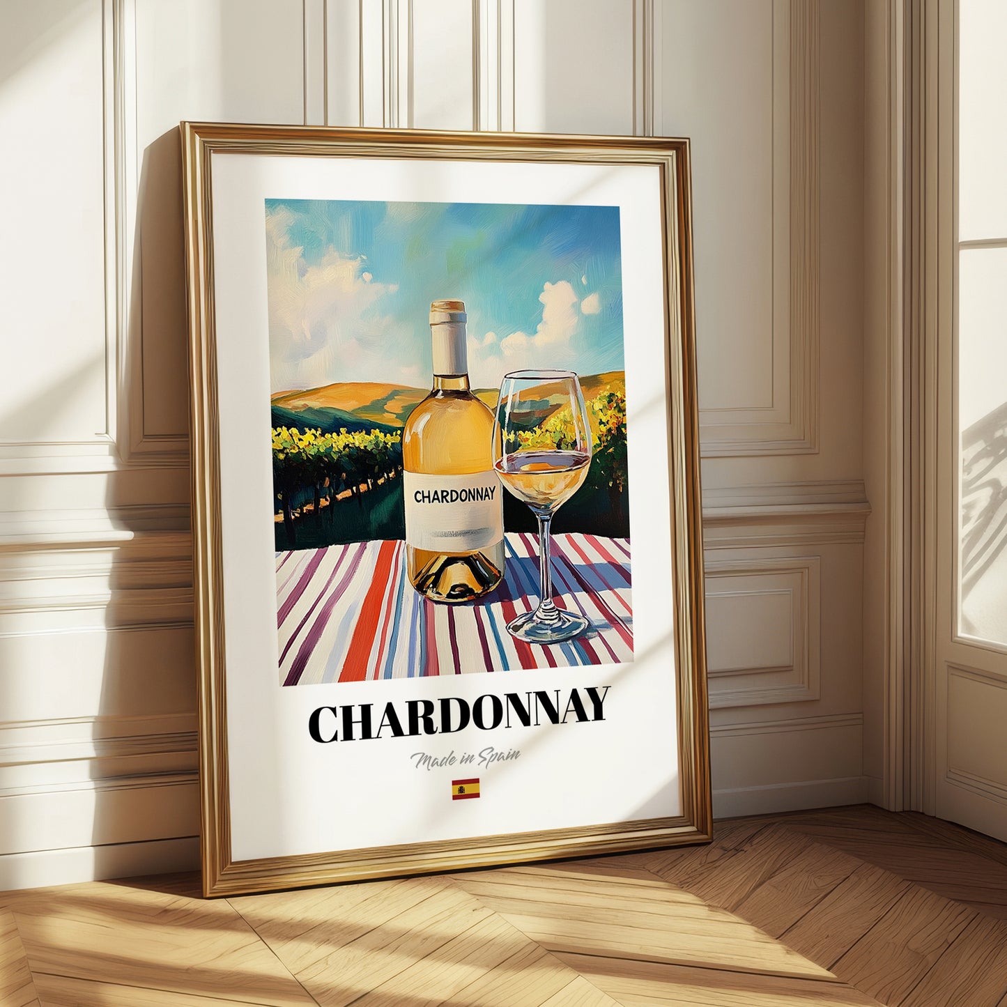 Chardonnay – Spanish White Wine, Vineyard Terrace Painting