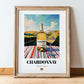 Chardonnay – Spanish White Wine, Vineyard Terrace Painting, in wooden frame leaning on the floor
