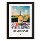 Chardonnay – Spanish White Wine, Vineyard Terrace Painting, in sleek black frame