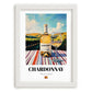 Chardonnay – Spanish White Wine, Vineyard Terrace Painting, placed in minimal white frame