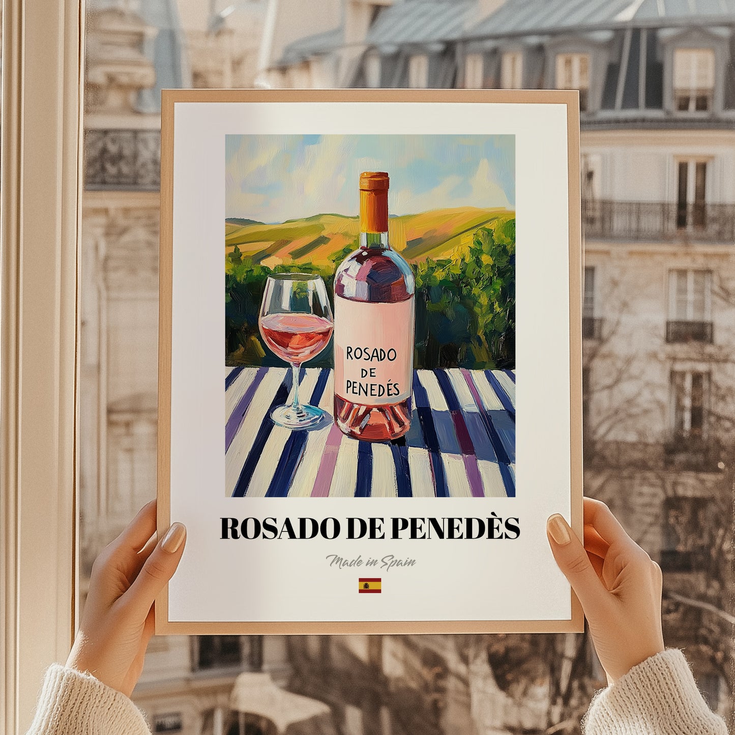 Rosado de Penedès – Spanish Rose Wine, Vinoteca Painting, styled in a charming Paris street view