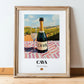 Cava – Spanish Sparkling Wine, Tasting Room Still Life, in wooden frame leaning on the floor
