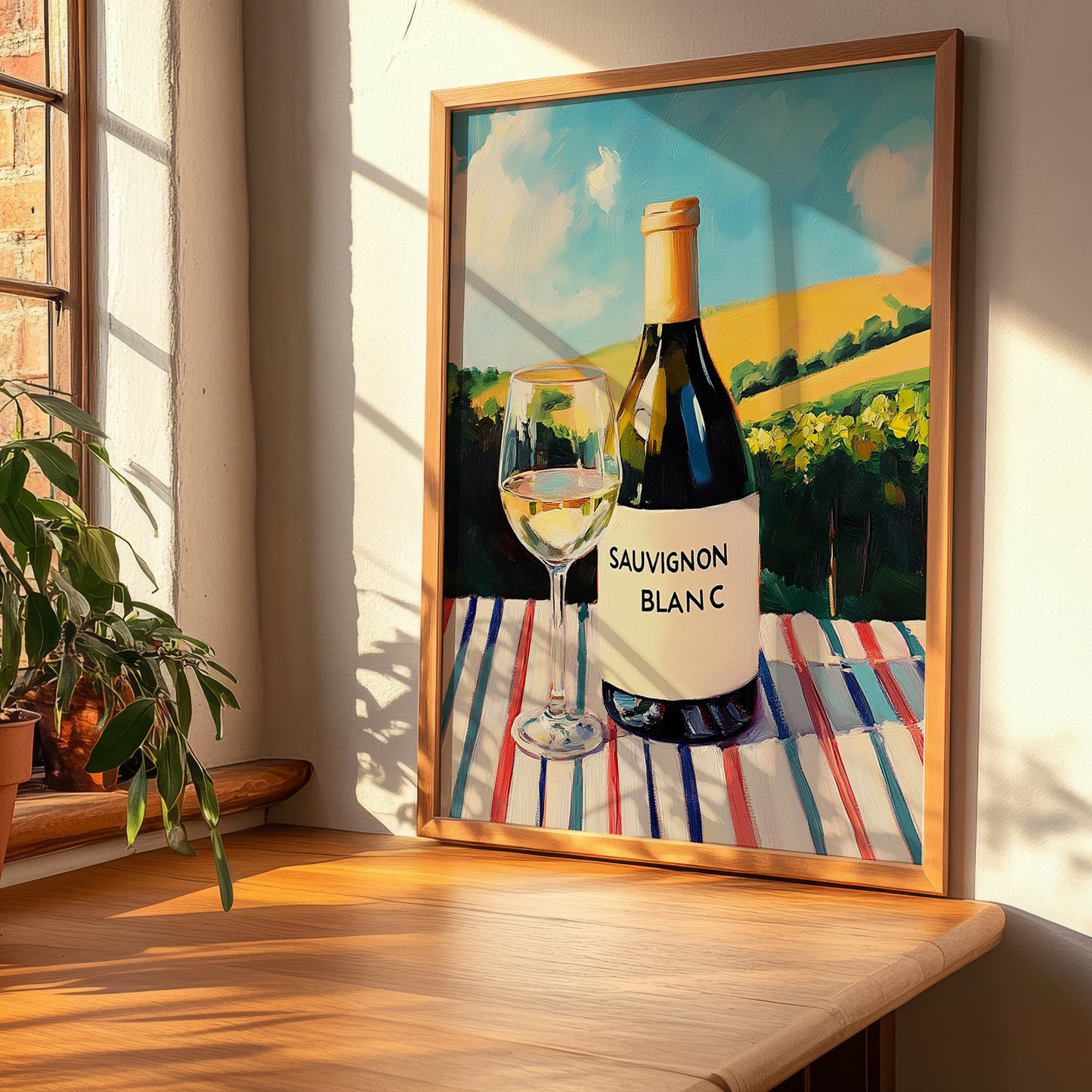 Sauvignon Blanc – French White Wine, Wine Bar Still Life, clean layout with no caption