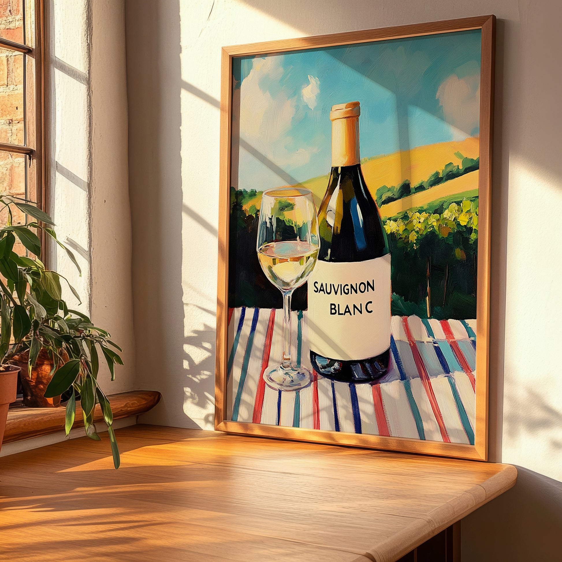 Sauvignon Blanc – French White Wine, Wine Bar Still Life, clean layout with no caption
