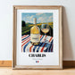 Chablis – French White Wine, Wine Bar Art, in wooden frame leaning on the floor