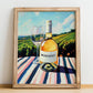 Muscadet – French White Wine, Wine Bar Painting, no-text version framed in wood