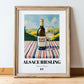 Alsace Riesling – French White Wine, Wine Bar Painting, in wooden frame leaning on the floor