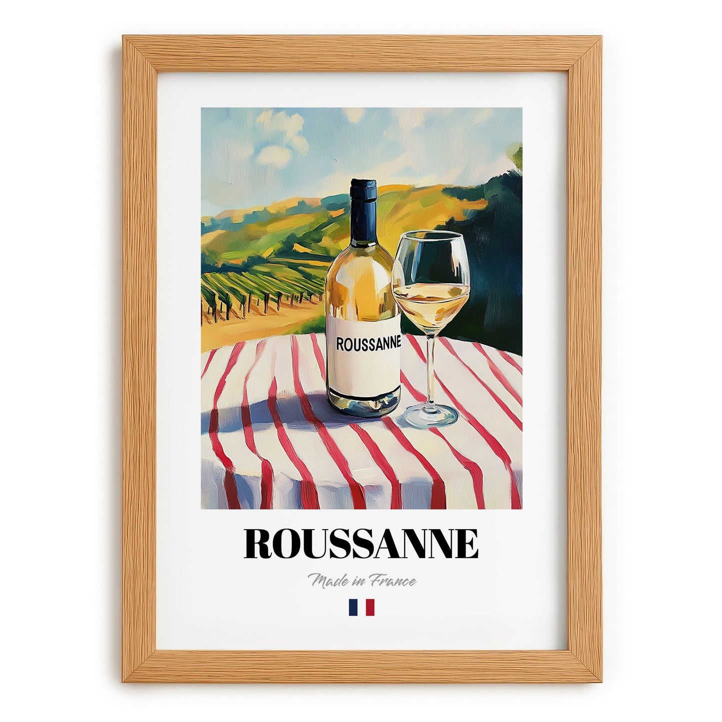 Roussanne – French White Wine, Enoteca Poster, set in oak frame