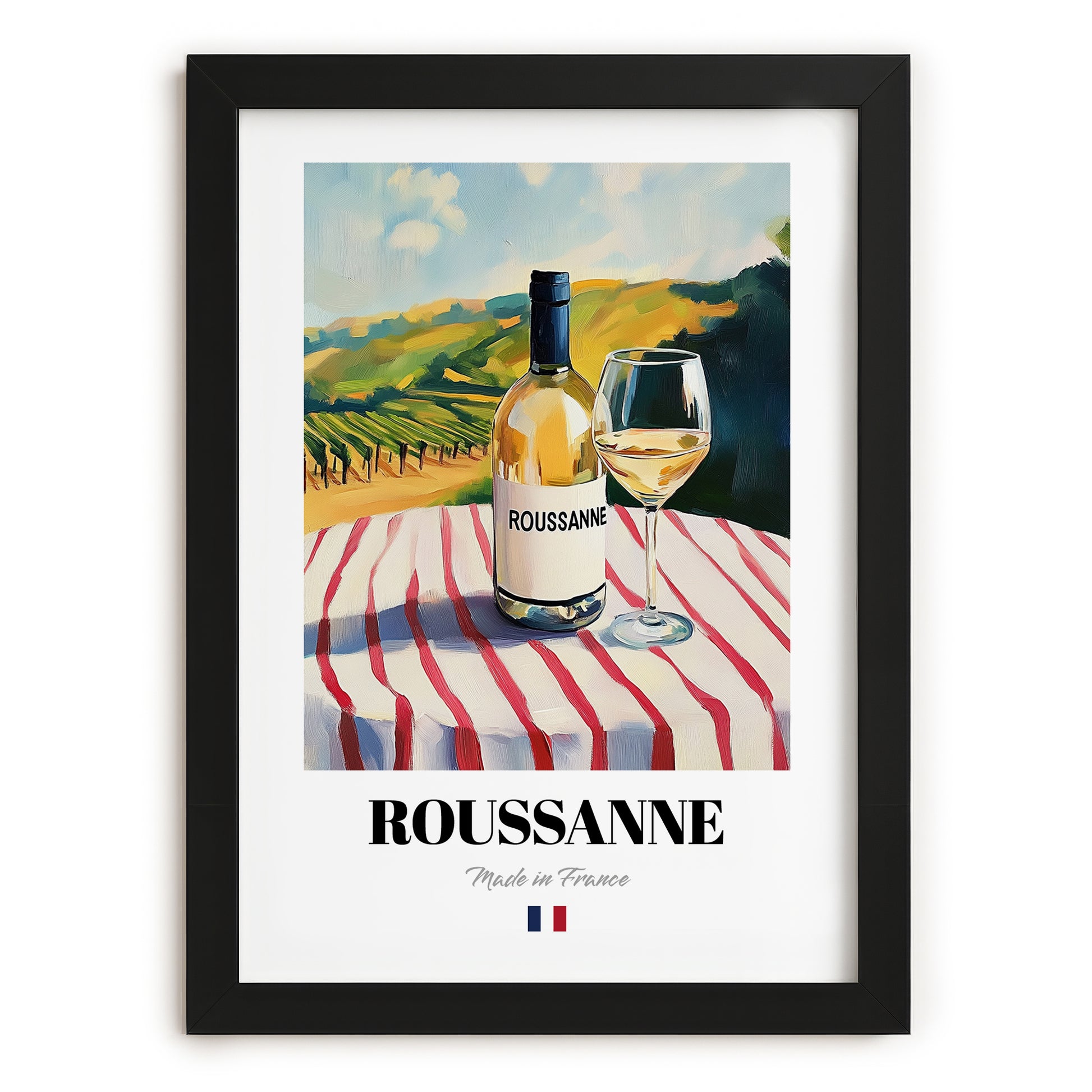 Roussanne – French White Wine, Enoteca Poster, in sleek black frame