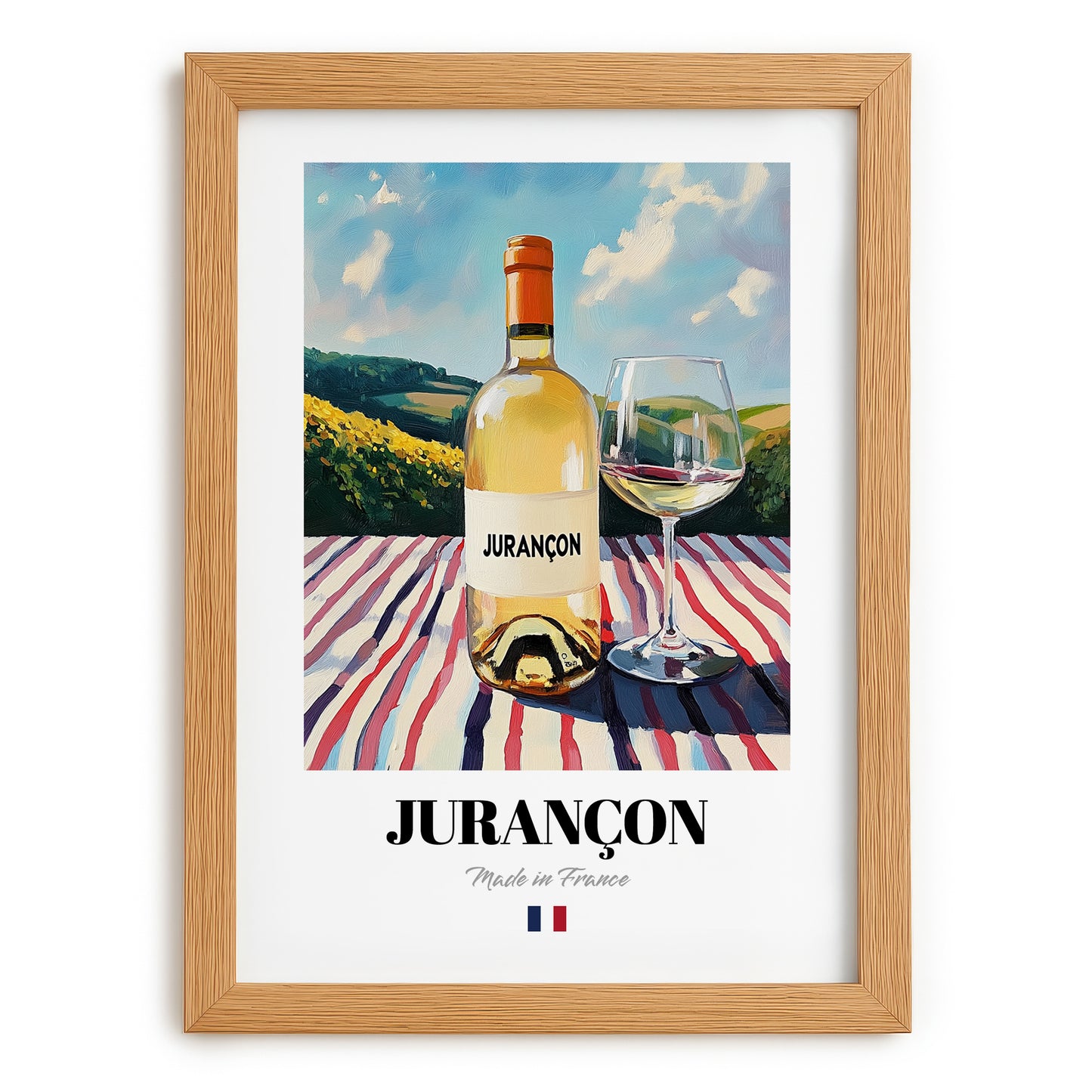 Jurançon – French White Wine, Wine Bar Poster, set in oak frame