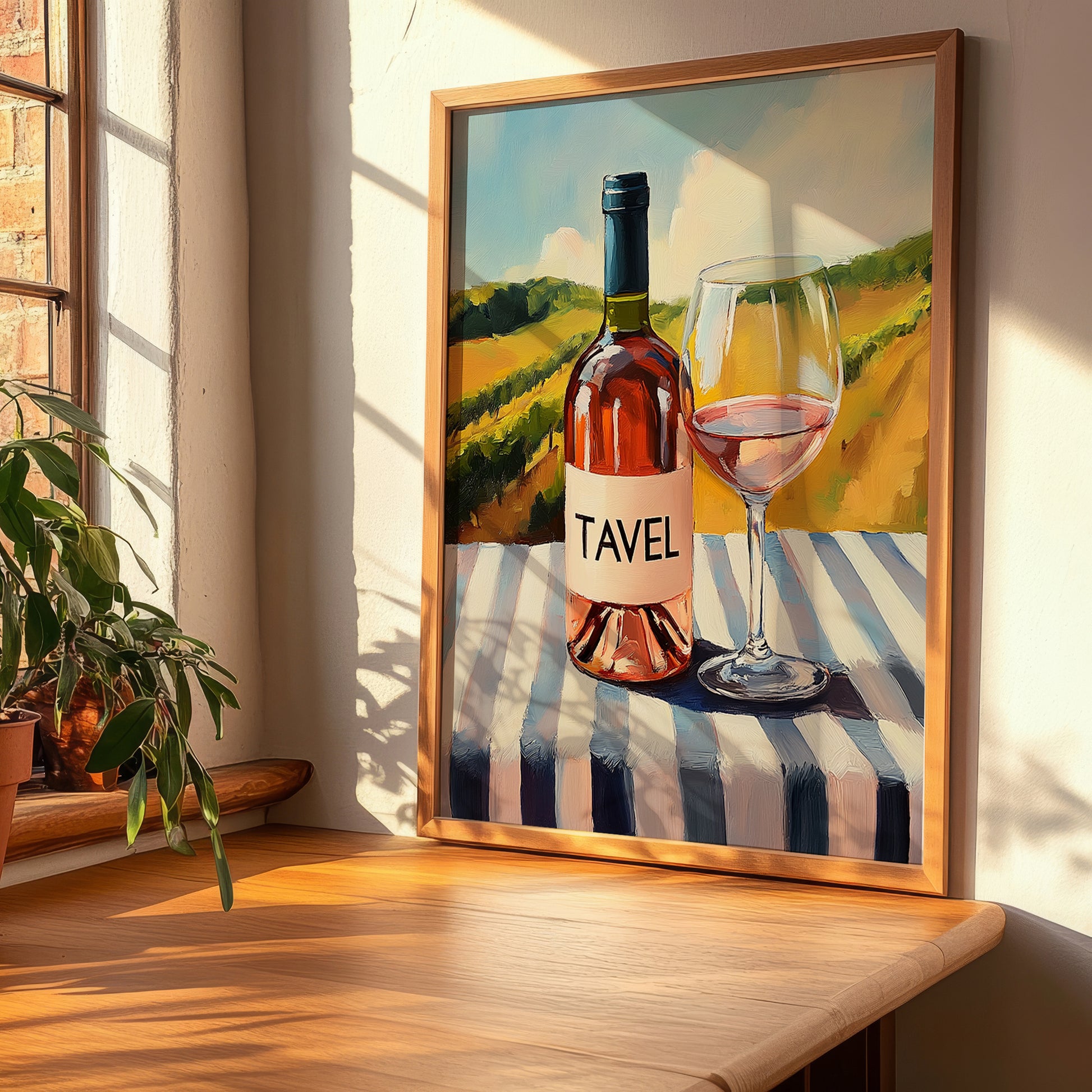 Tavel – French Rose Wine, Vineyard Terrace Print, clean layout with no caption