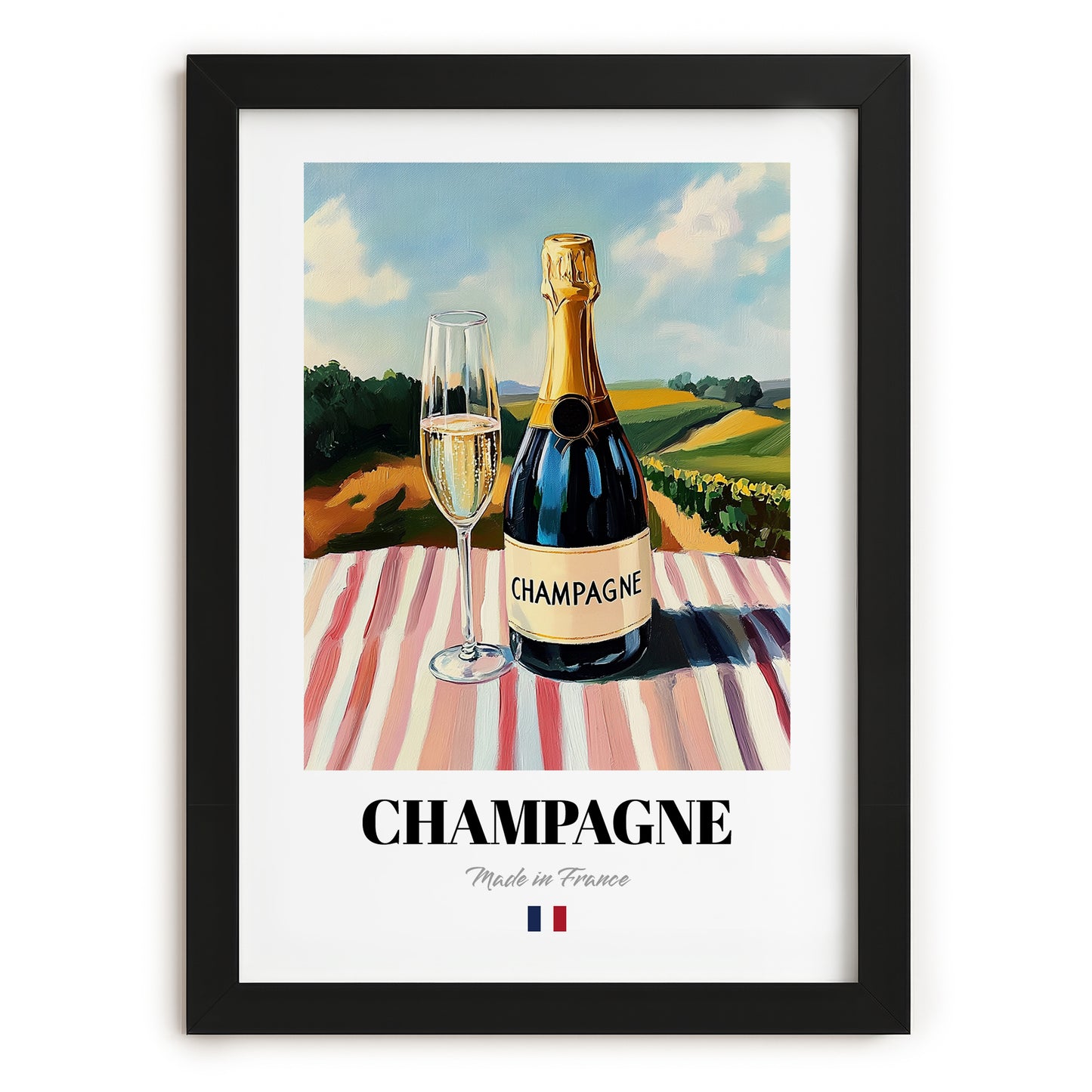Champagne – French Sparkling Wine, Enoteca Still Life, in sleek black frame