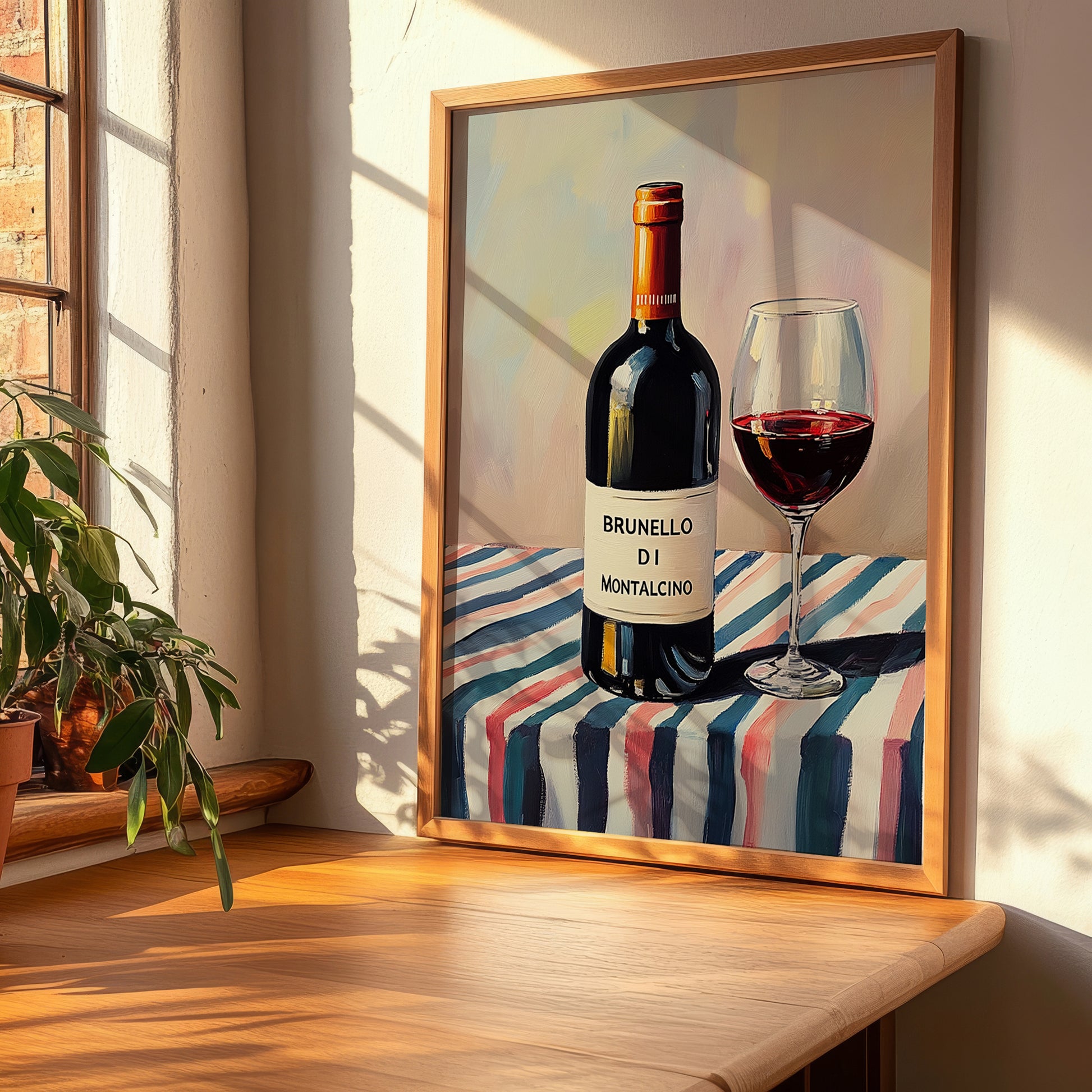 Brunello di Montalcino – Italian Red Wine, Vineyard Terrace Print, clean layout with no caption