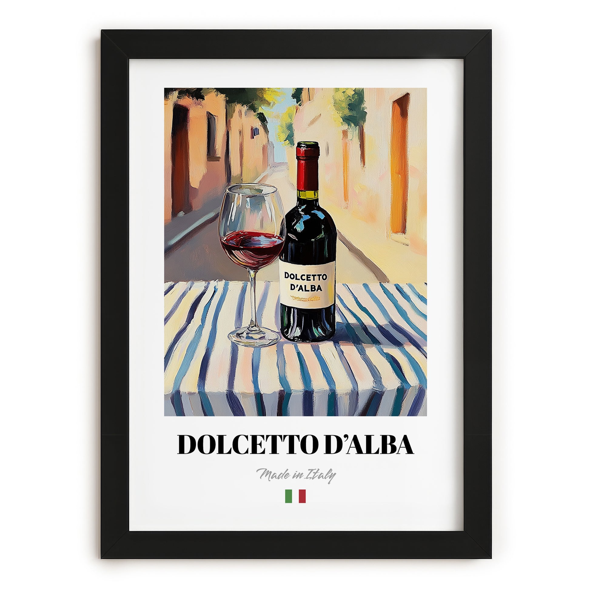 Dolcetto d'Alba – Italian Red Wine, Enoteca Poster, in sleek black frame