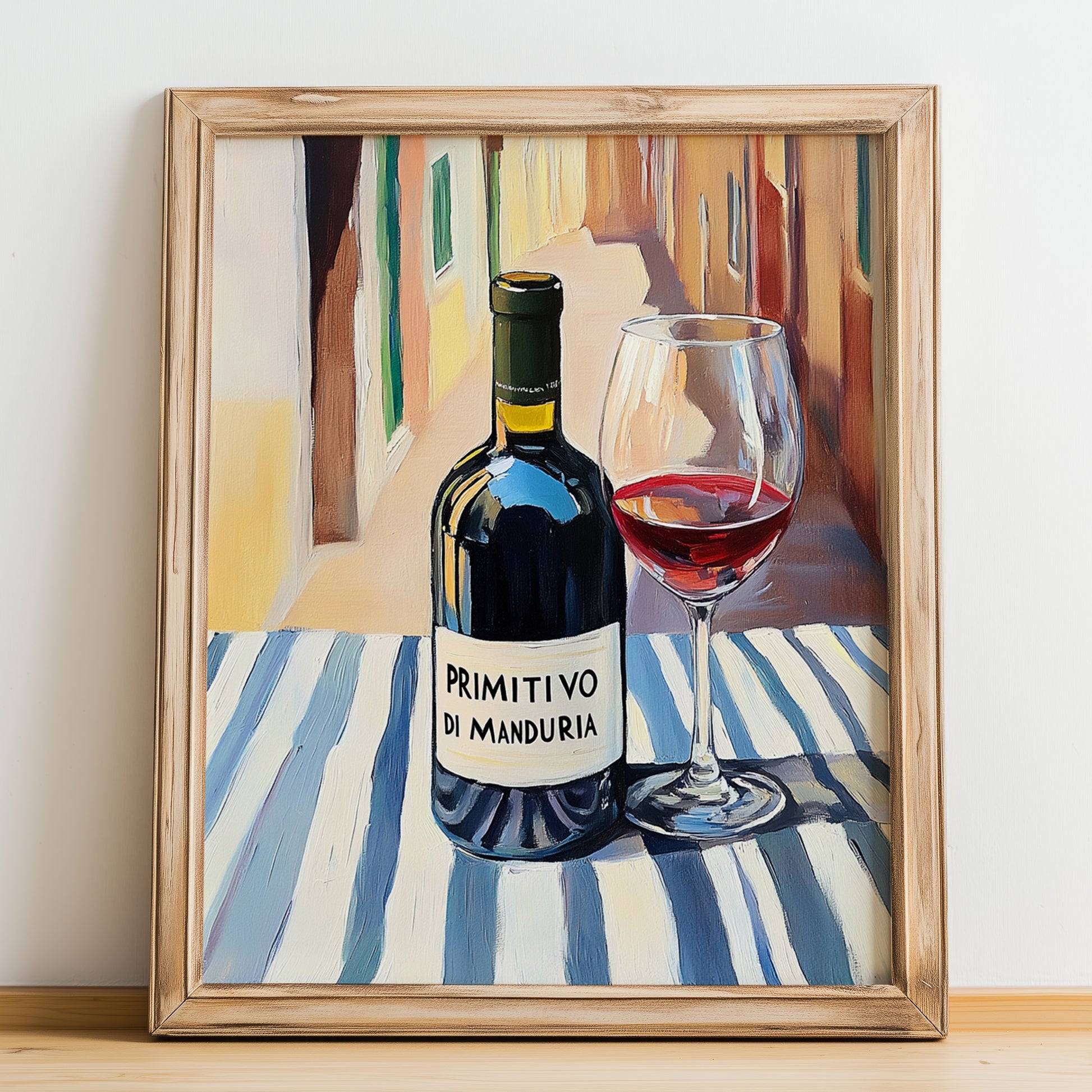 Primitivo di Manduria – Italian Red Wine, Enoteca Wall Art, no-text version framed in wood
