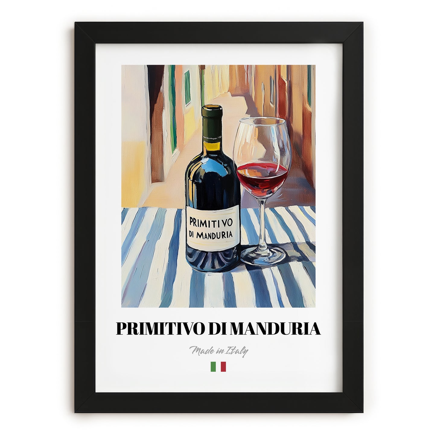 Primitivo di Manduria – Italian Red Wine, Enoteca Wall Art, in sleek black frame