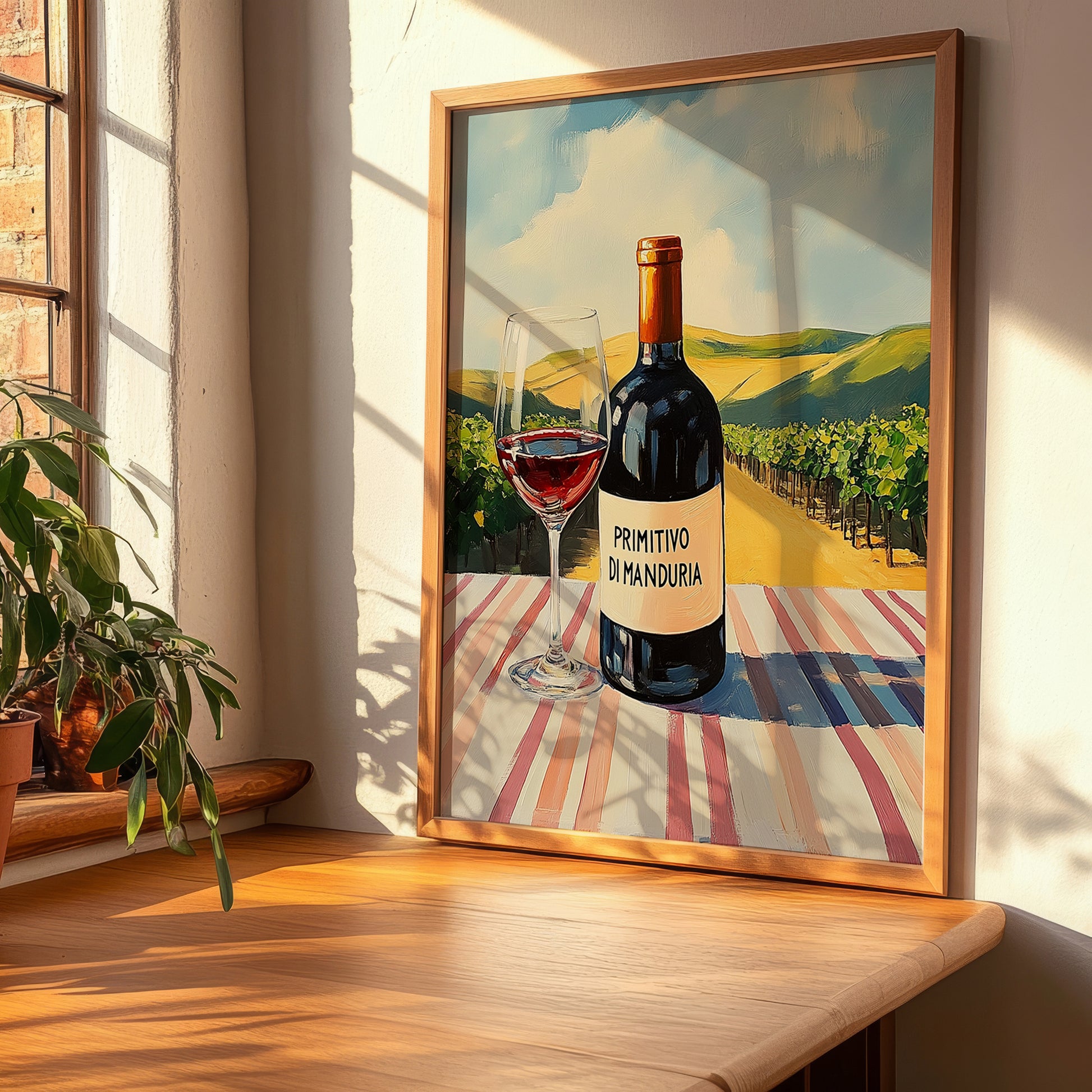 Primitivo di Manduria – Italian Red Wine, Wine Bar Wall Decor, clean layout with no caption