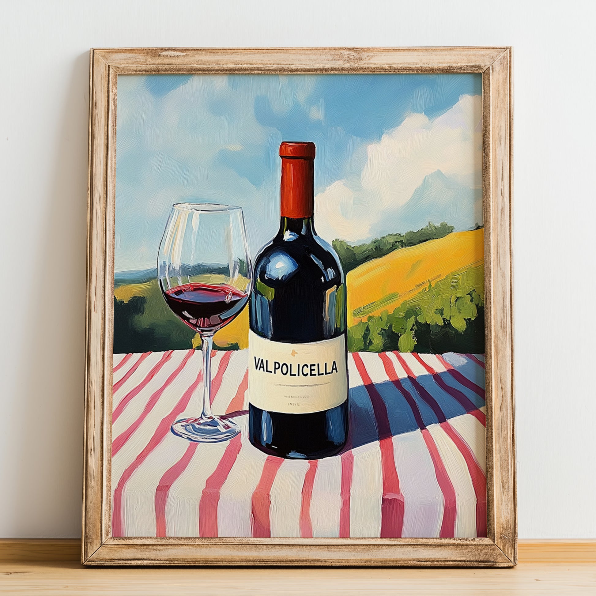 Valpolicella – Italian Red Wine, Wine Bar Still Life, no-text version framed in wood