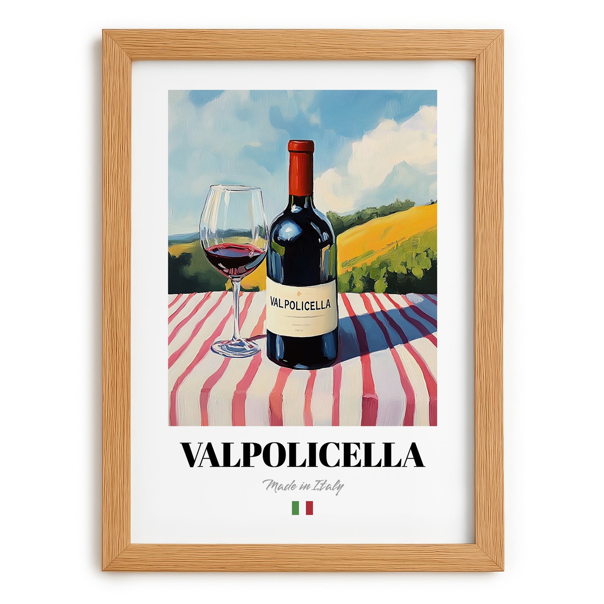 Valpolicella – Italian Red Wine, Wine Bar Still Life, set in oak frame