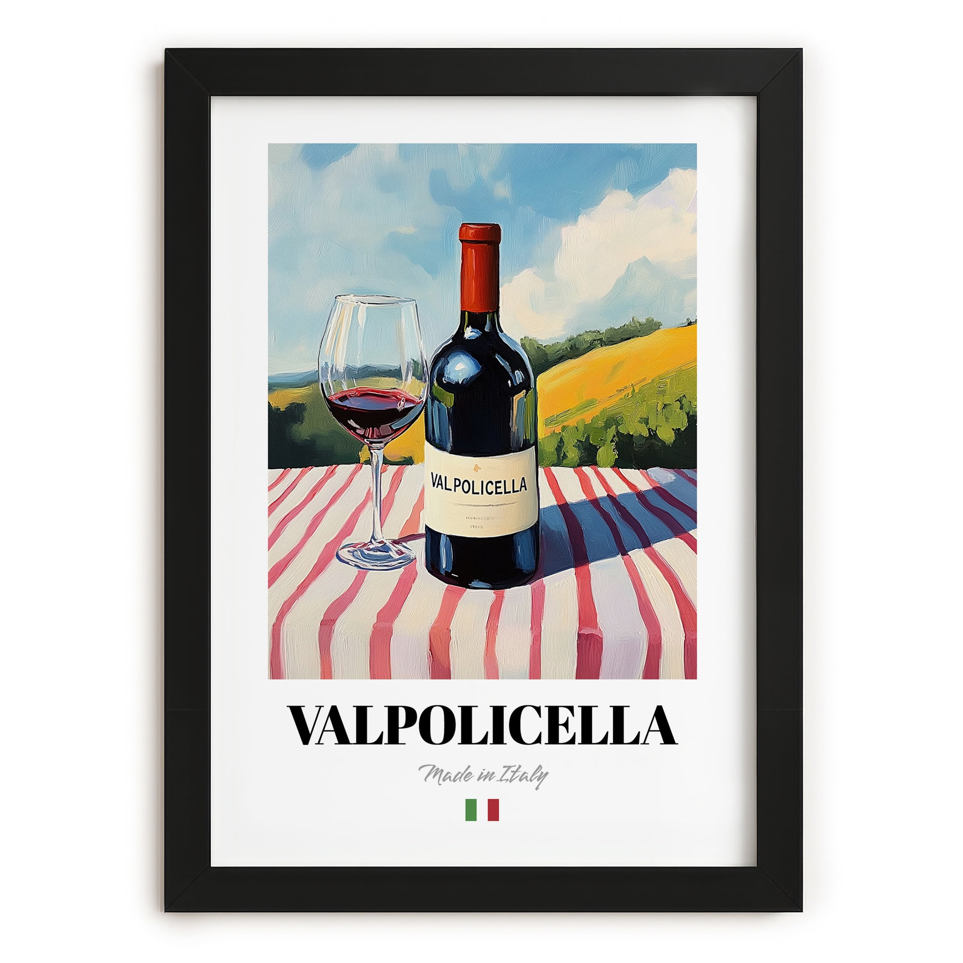 Valpolicella – Italian Red Wine, Wine Bar Still Life, in sleek black frame