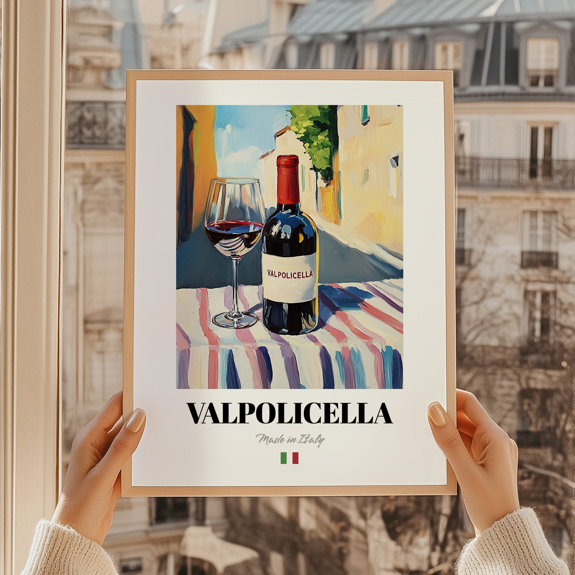 Valpolicella – Italian Red Wine, Tasting Room Poster, styled in a charming Paris street view