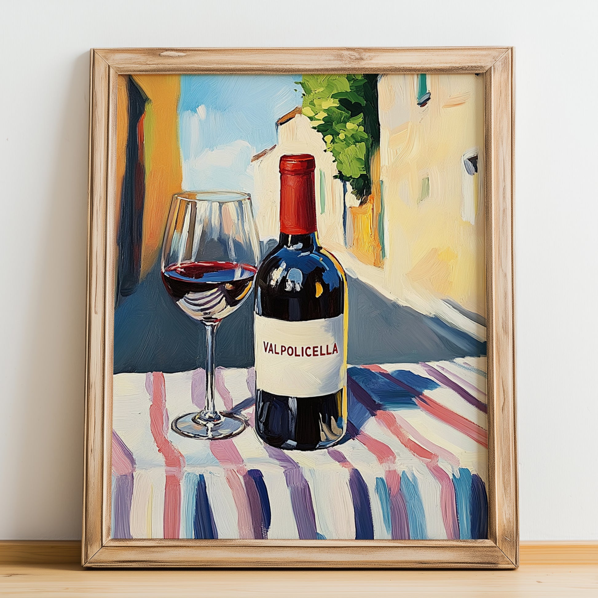 Valpolicella – Italian Red Wine, Tasting Room Poster, no-text version framed in wood
