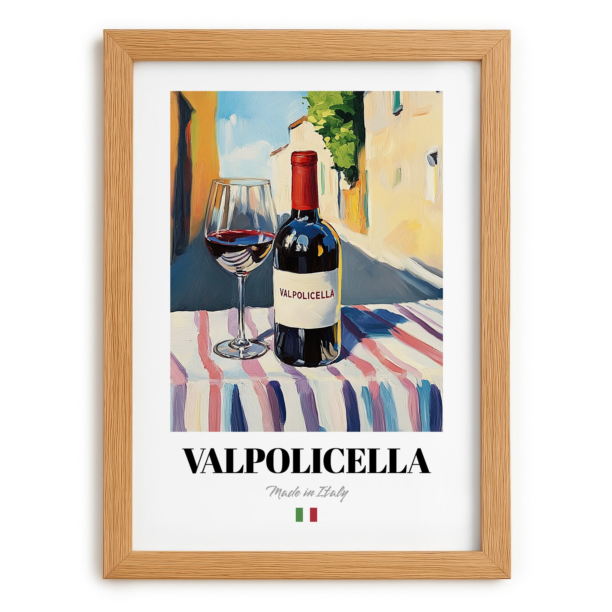 Valpolicella – Italian Red Wine, Tasting Room Poster, set in oak frame