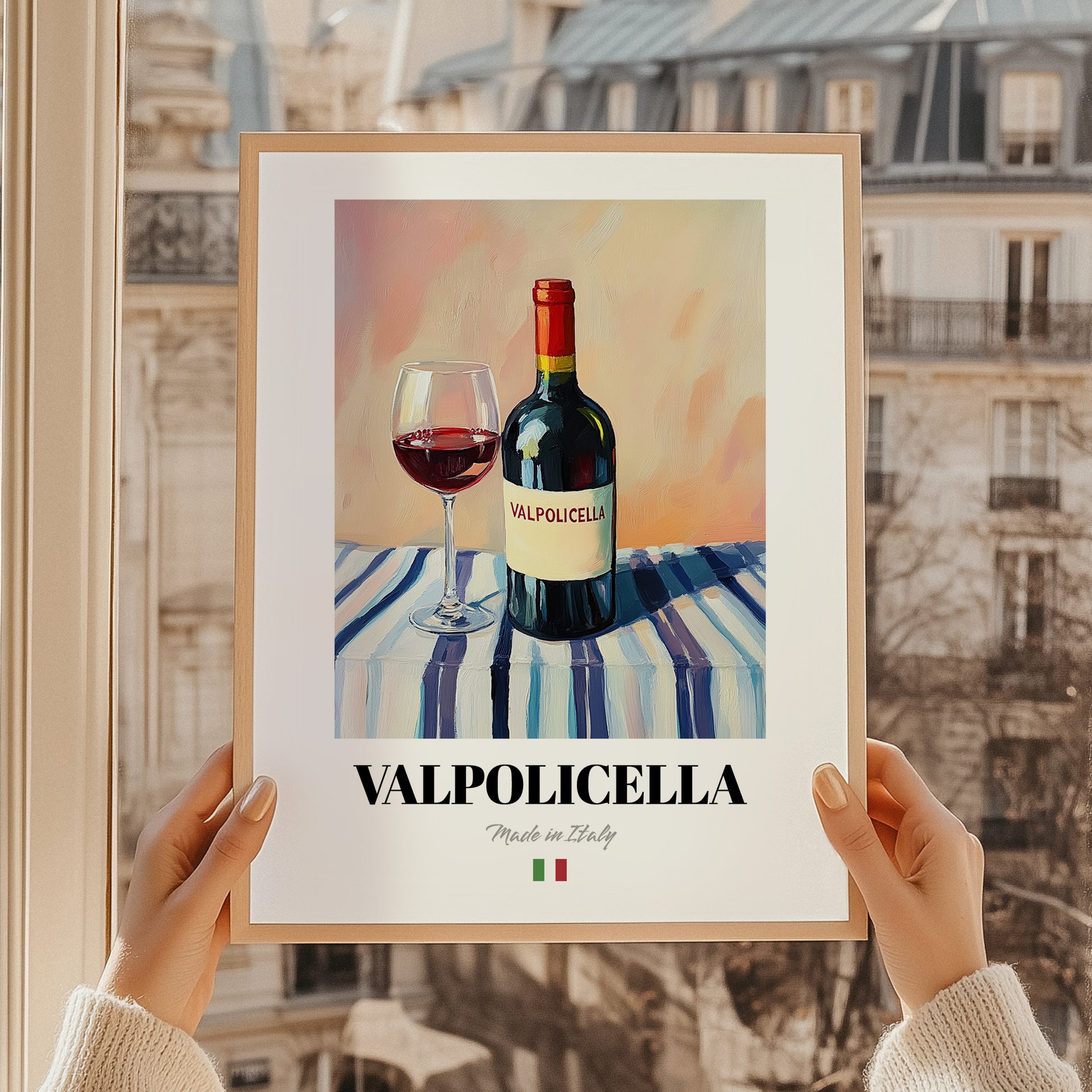 Valpolicella – Italian Red Wine, Bodega Print, styled in a charming Paris street view