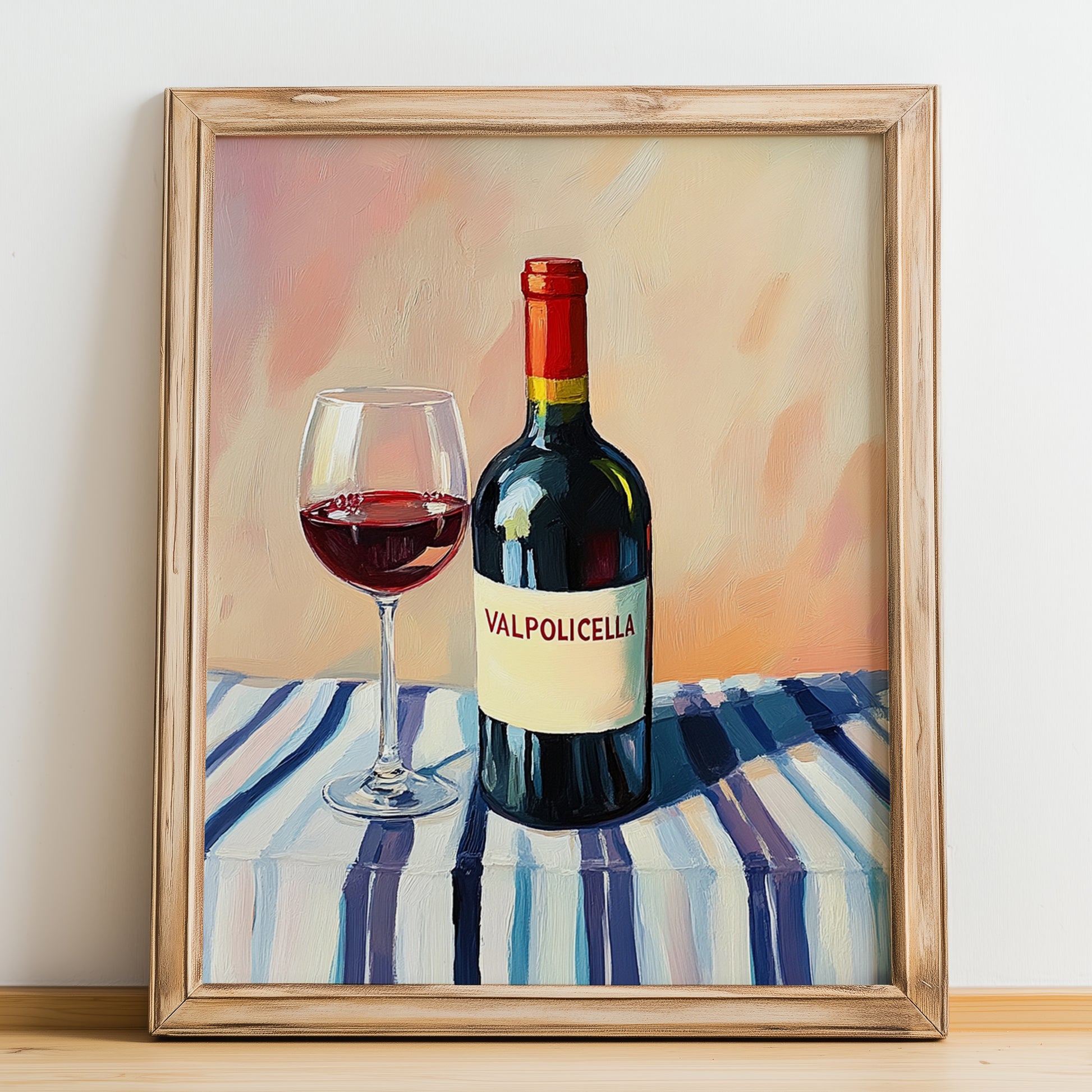 Valpolicella – Italian Red Wine, Bodega Print, no-text version framed in wood