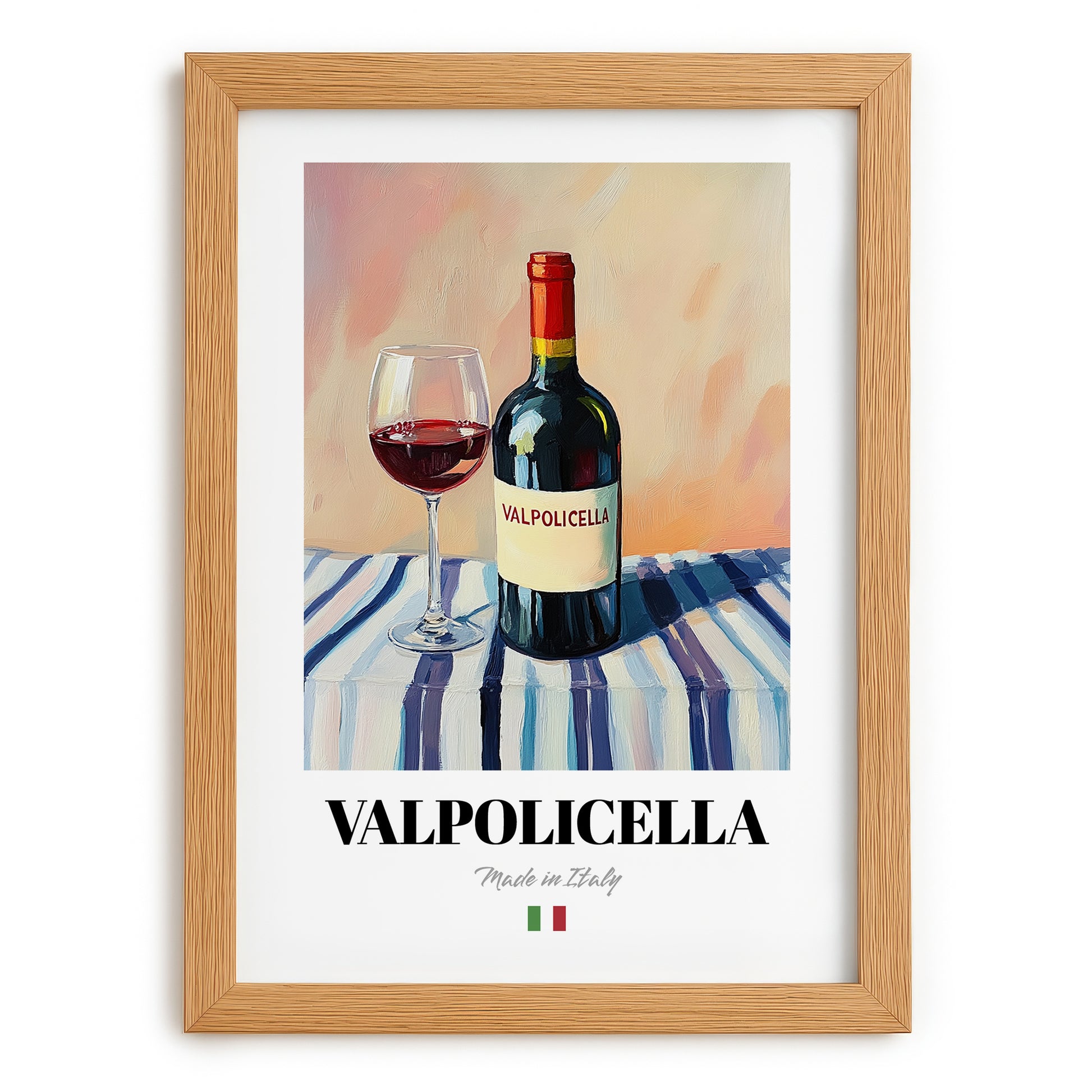 Valpolicella – Italian Red Wine, Bodega Print, set in oak frame