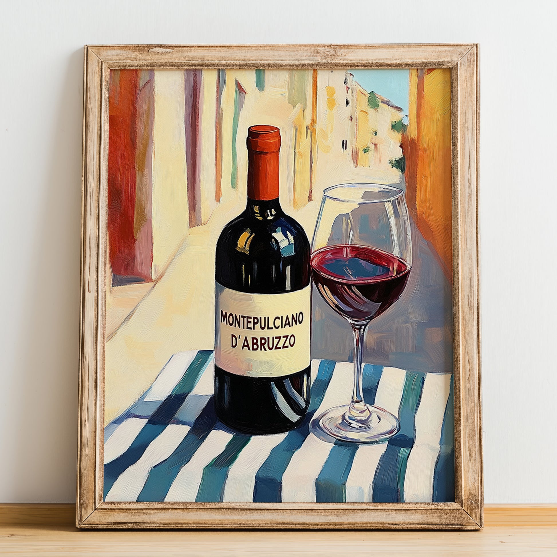 Montepulciano d'Abruzzo – Italian Red Wine, Wine Bar Poster, no-text version framed in wood