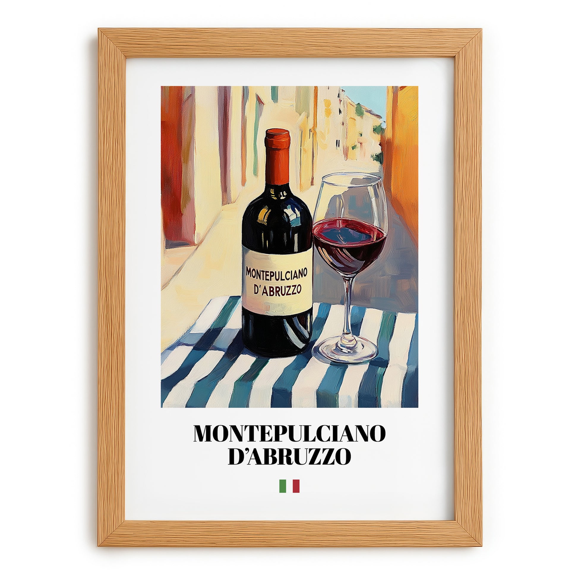 Montepulciano d'Abruzzo – Italian Red Wine, Wine Bar Poster, set in oak frame