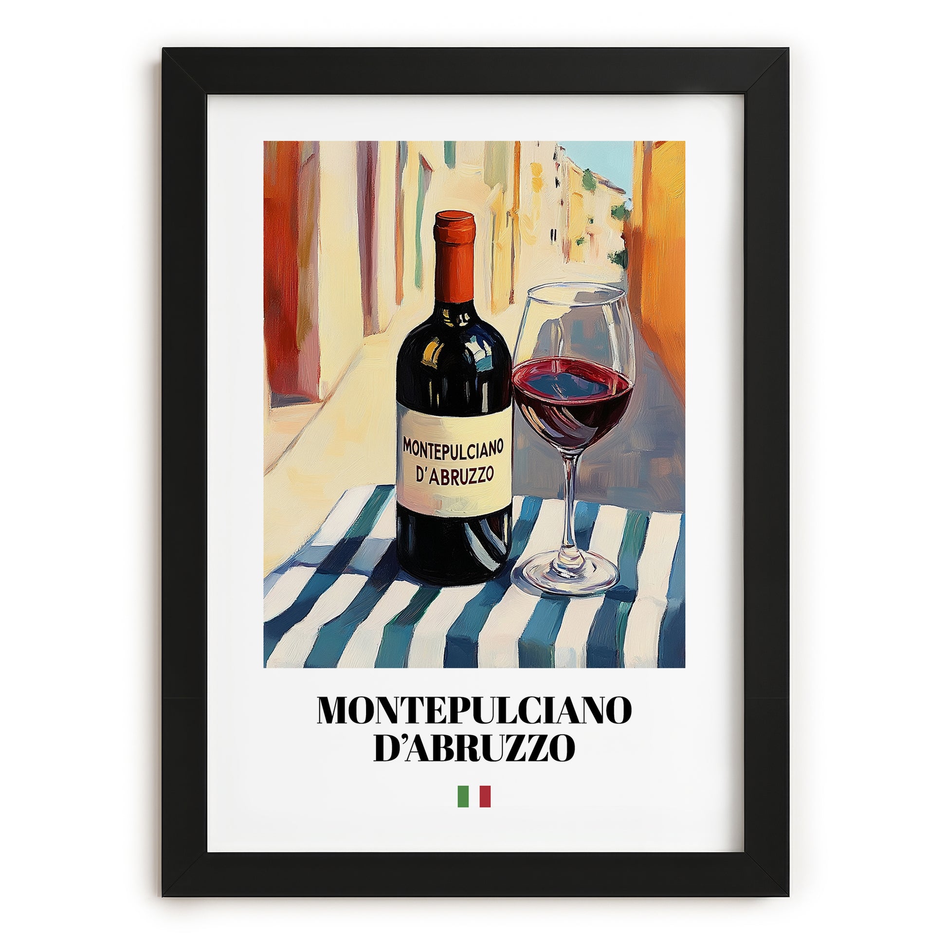 Montepulciano d'Abruzzo – Italian Red Wine, Wine Bar Poster, in sleek black frame