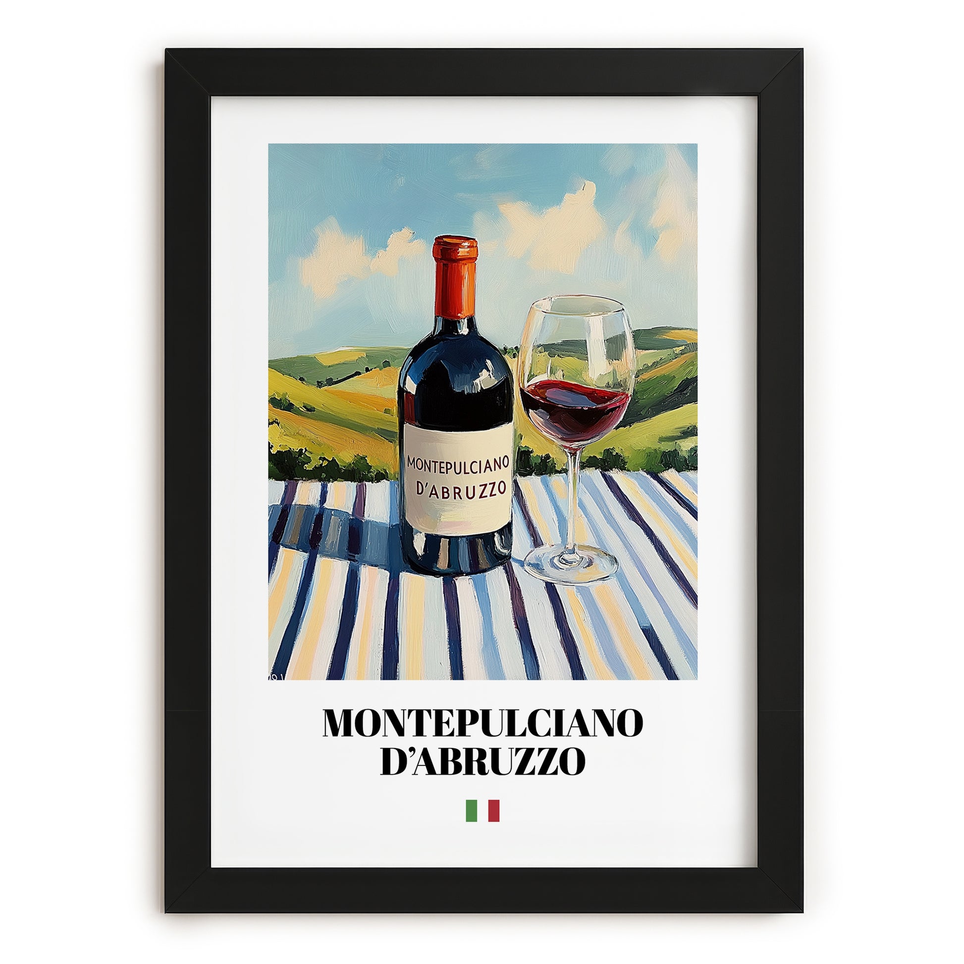 Montepulciano d'Abruzzo – Italian Red Wine, Wine Bar Wall Decor, in sleek black frame