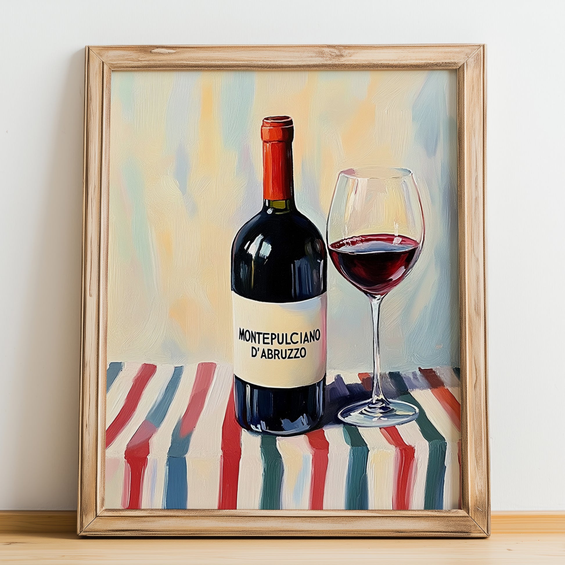 Montepulciano d'Abruzzo – Italian Red Wine, Bodega Poster, no-text version framed in wood
