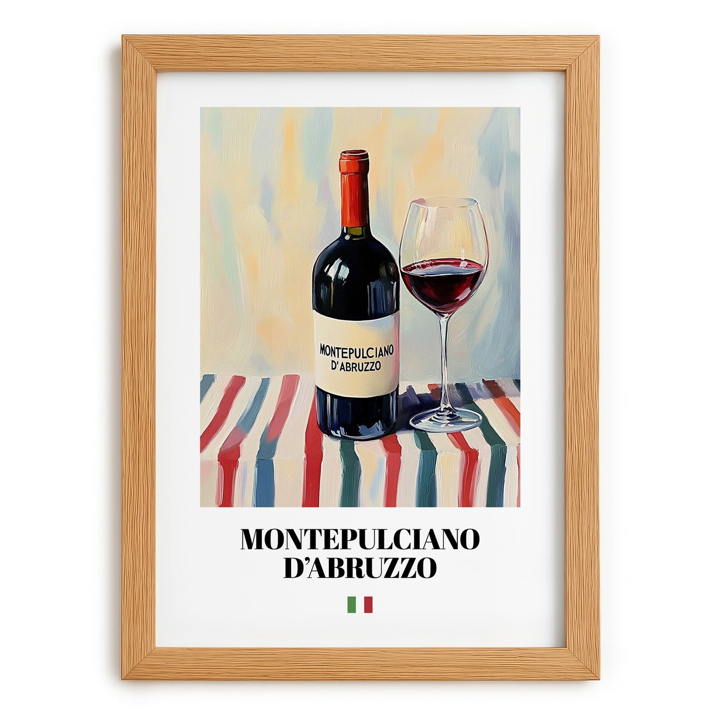 Montepulciano d'Abruzzo – Italian Red Wine, Bodega Poster, set in oak frame