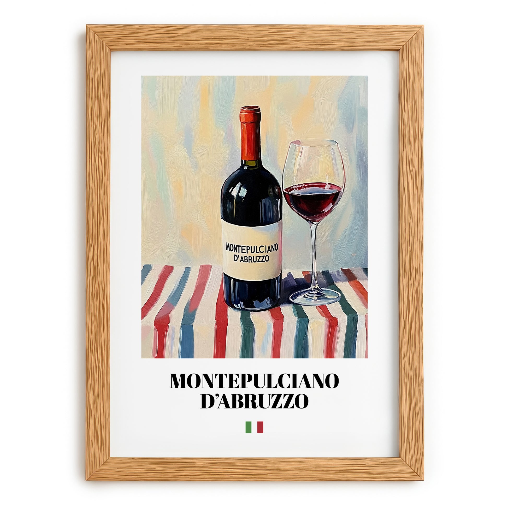 Montepulciano d'Abruzzo – Italian Red Wine, Bodega Poster, set in oak frame