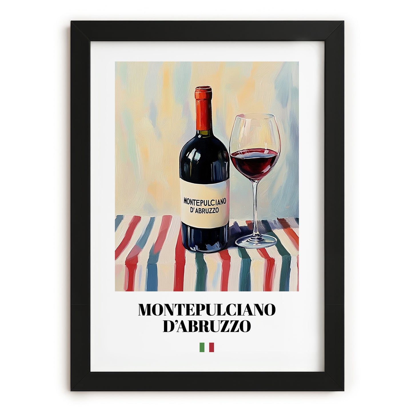 Montepulciano d'Abruzzo – Italian Red Wine, Bodega Poster, in sleek black frame