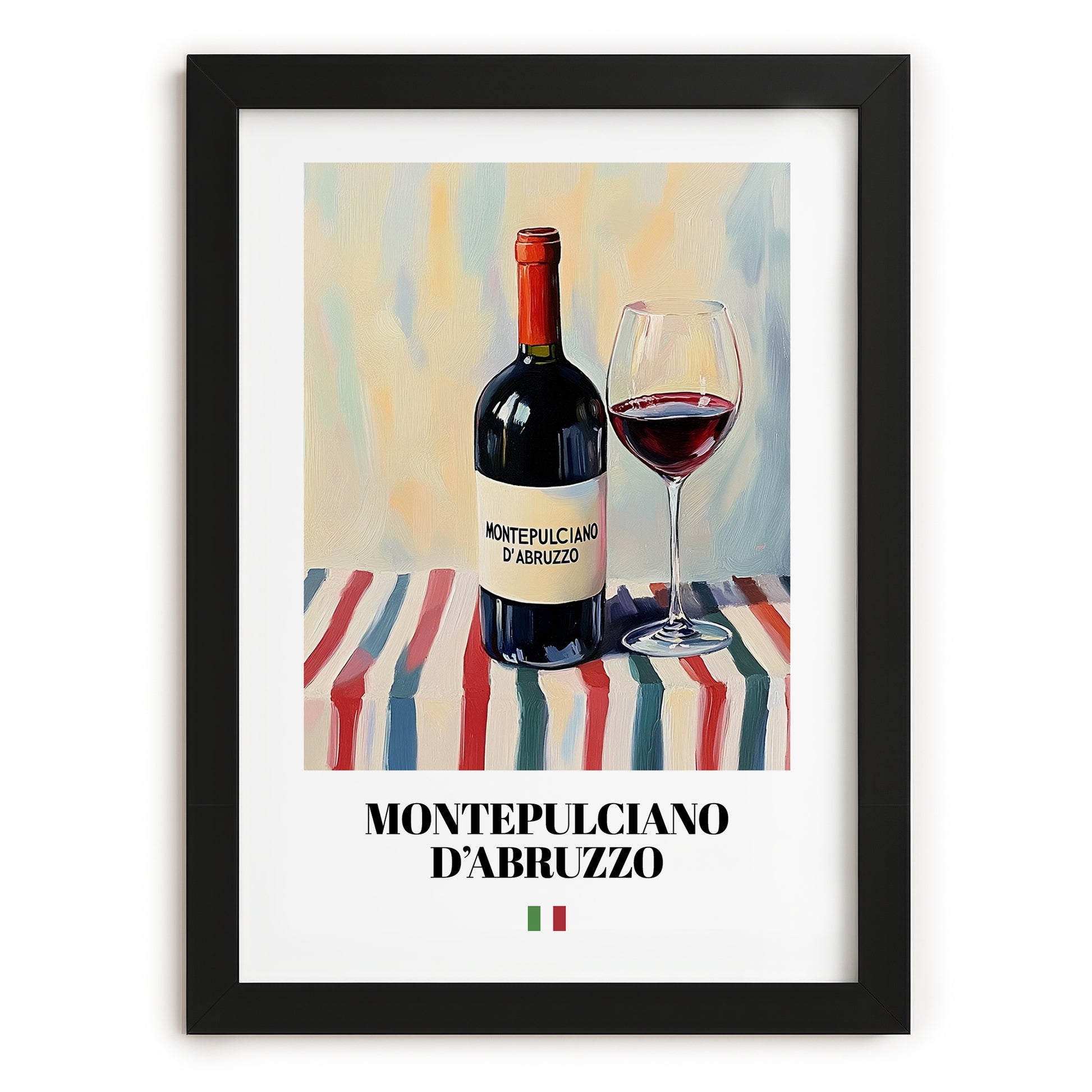 Montepulciano d'Abruzzo – Italian Red Wine, Bodega Poster, in sleek black frame