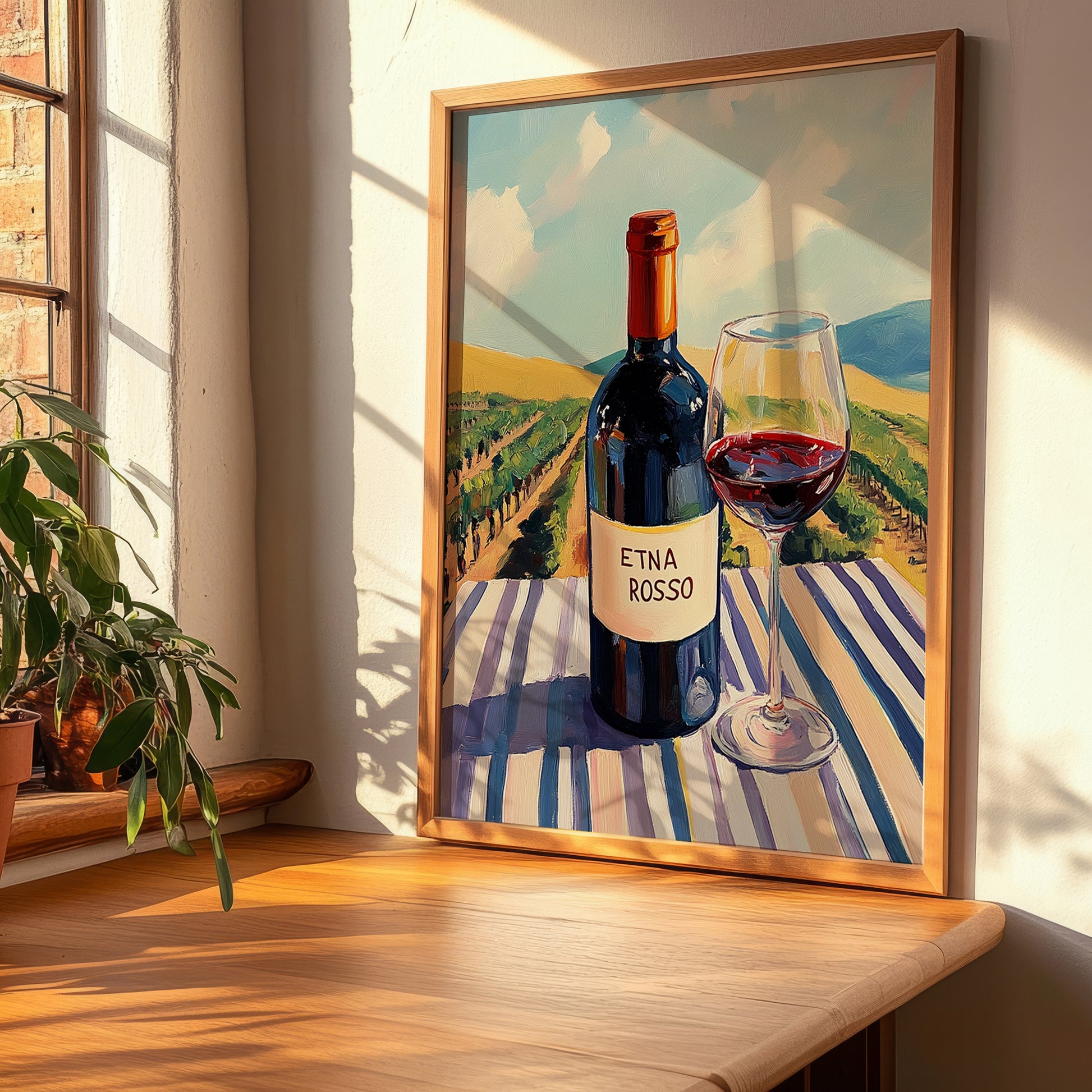 Etna Rosso – Italian Red Wine, Vinoteca Painting, clean layout with no caption