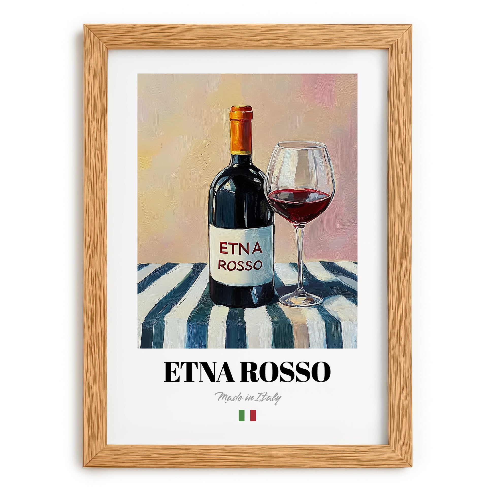 Etna Rosso – Italian Red Wine, Tasting Room Painting, set in oak frame
